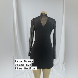Zara Black Bodycon Long Sleeve Dress